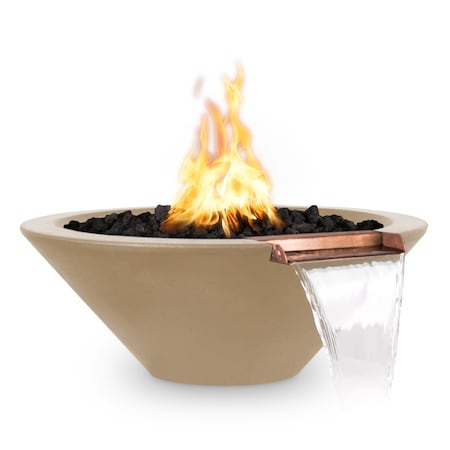 The Outdoor Plus 48 Round Cazo Fire & Water Bowl - GFRC Concrete - Brown - Match Lit - Liquid Propane OPT-48RFW-BRN-LP